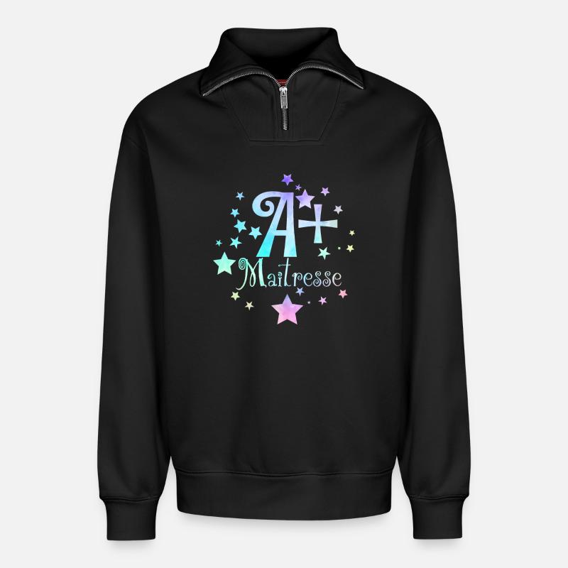 A+ maîtresse - Sweat unisexe décontracté en coton biologique à demi-zip – de SPREAD - noir