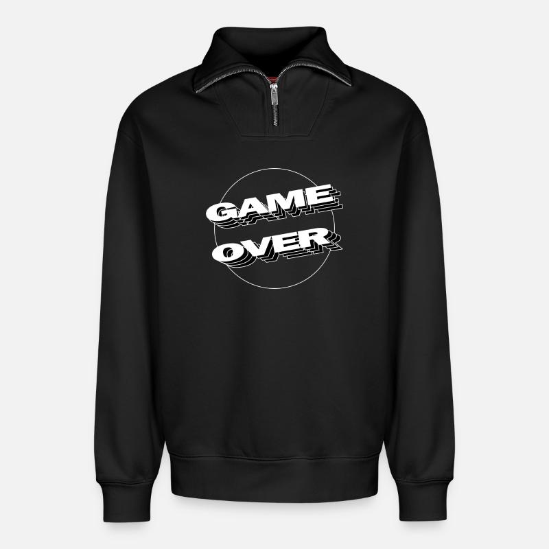 GAME OVER - Relaxed Unisex Organic Half Zip Sweatshirt – von SPREAD - Schwarz