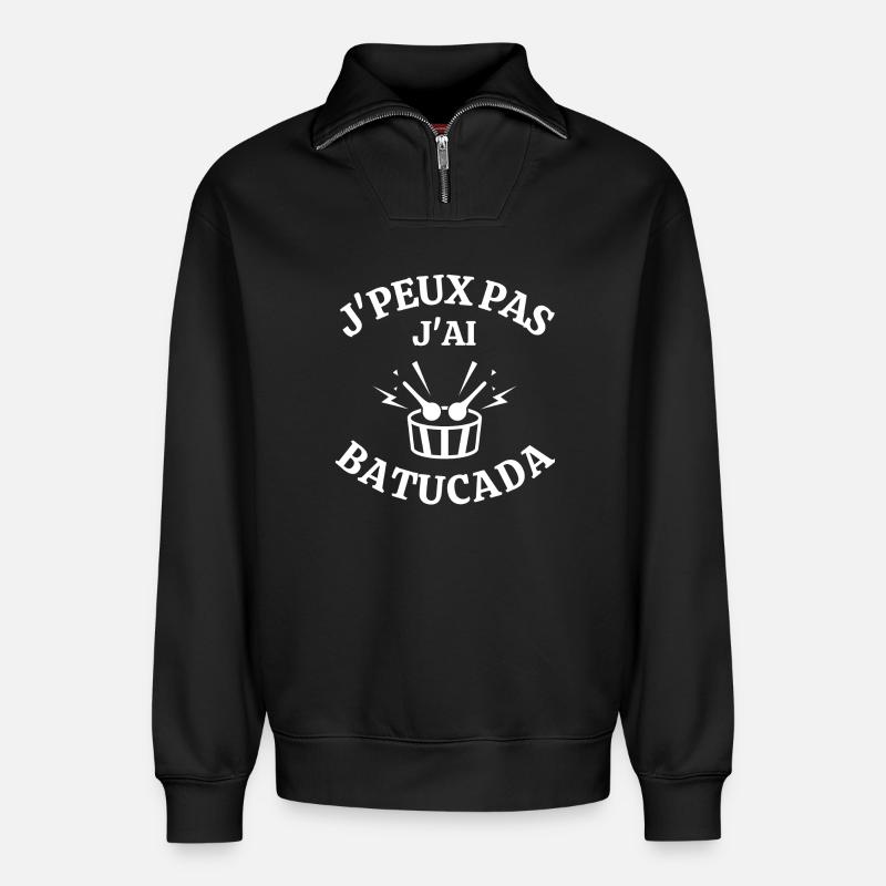 Batucada, percussion, samba - Relaxed Unisex Organic Half Zip Sweatshirt – by SPREAD - black