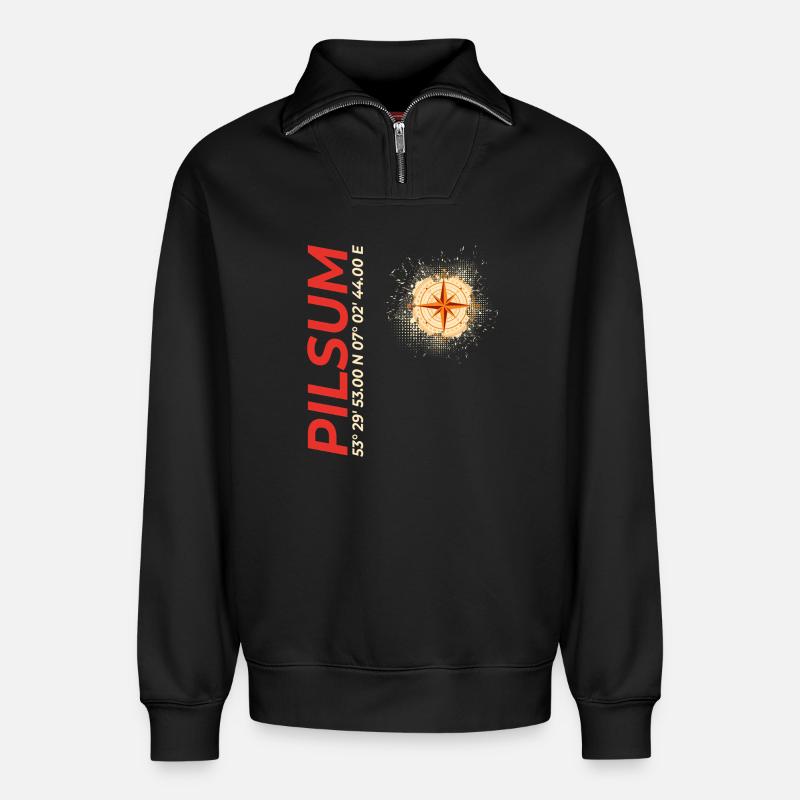 Pilsum - Relaxed Unisex Organic Half Zip Sweatshirt – von SPREAD - Schwarz