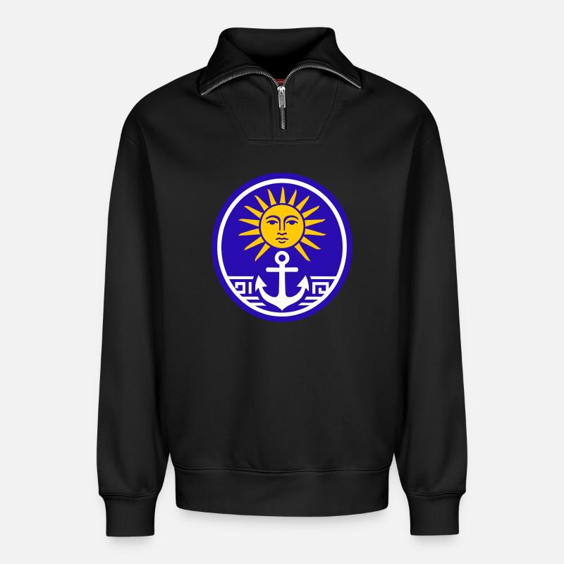 Greece Sun - Relaxed Unisex Organic Half Zip Sweatshirt – by SPREAD - black
