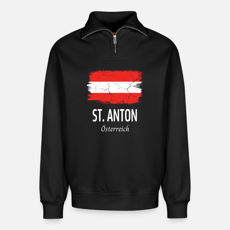 St. Anton - Relaxed Unisex Organic Half Zip Sweatshirt – von SPREAD - Schwarz