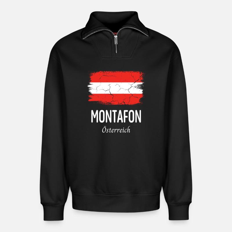 Montafon - Relaxed Unisex Organic Half Zip Sweatshirt – von SPREAD - Schwarz