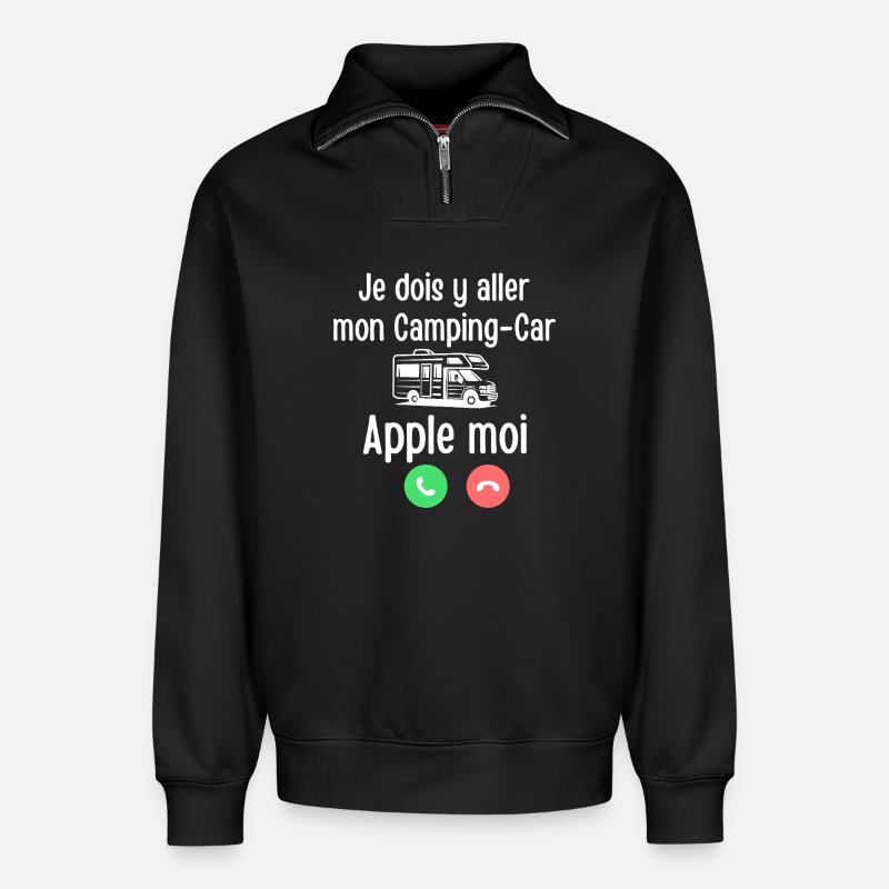 Wohnmobil Apple me - Relaxed Unisex Organic Half Zip Sweatshirt – von SPREAD - Schwarz