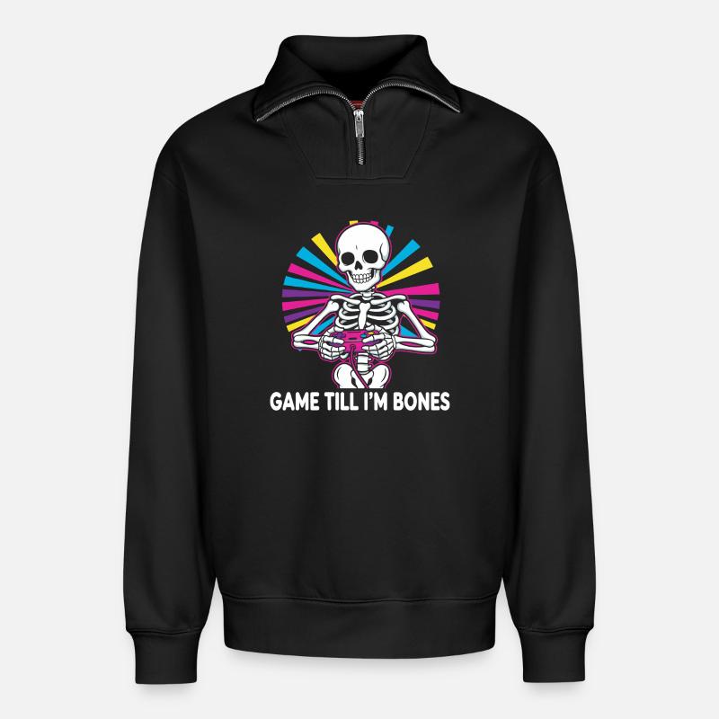 Game Till Bones Skeleton Controller - Relaxed Unisex Organic Half Zip Sweatshirt – von SPREAD - Schwarz