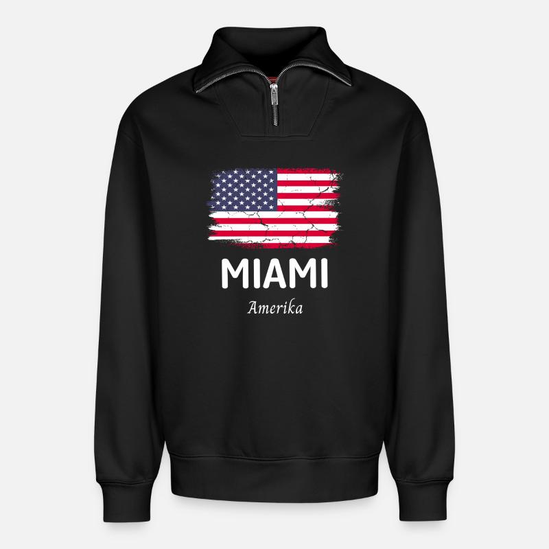 Miami - Relaxed Unisex Organic Half Zip Sweatshirt – von SPREAD - Schwarz