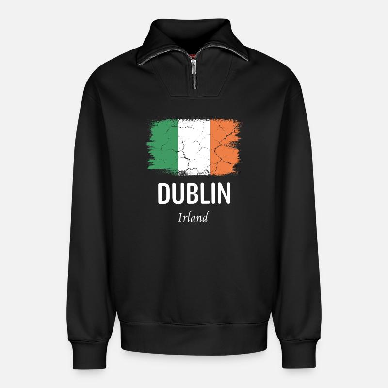 Dublin - Relaxed Unisex Organic Half Zip Sweatshirt – von SPREAD - Schwarz