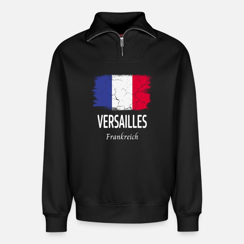 Versailles - Sweat unisexe décontracté en coton biologique à demi-zip – de SPREAD - noir