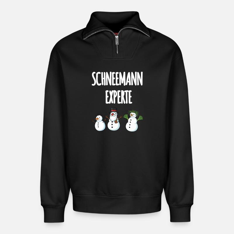 Schneemann Experte - Relaxed Unisex Organic Half Zip Sweatshirt – von SPREAD - Schwarz