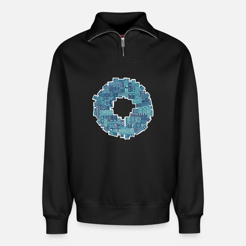 Soundsystem Reggae - Relaxed Unisex Organic Half Zip Sweatshirt – von SPREAD - Schwarz