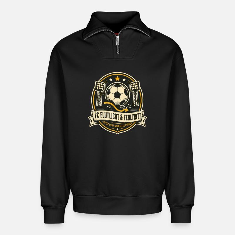 FC Flutlicht & Fehltritt - Relaxed Unisex Organic Half Zip Sweatshirt – von SPREAD - Schwarz