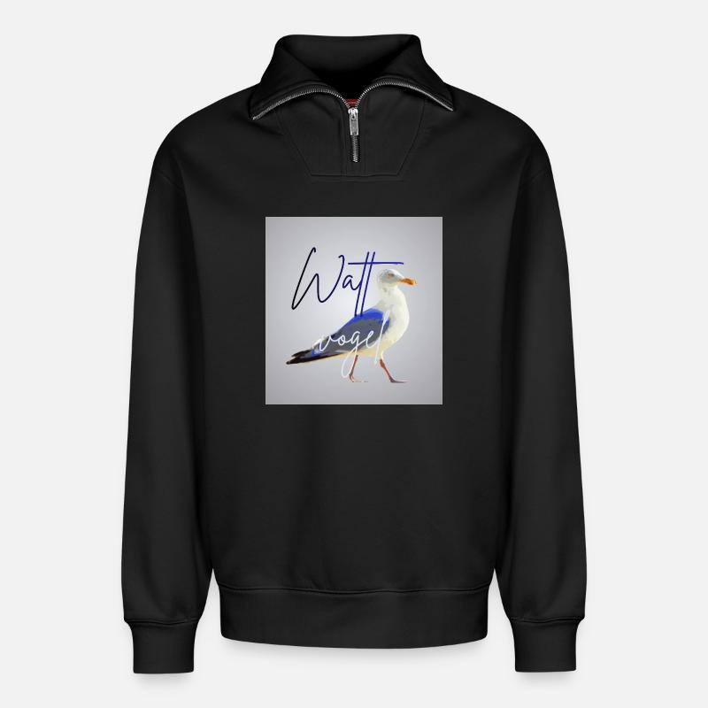 Wattvogel_3 - Relaxed Unisex Organic Half Zip Sweatshirt – von SPREAD - Schwarz