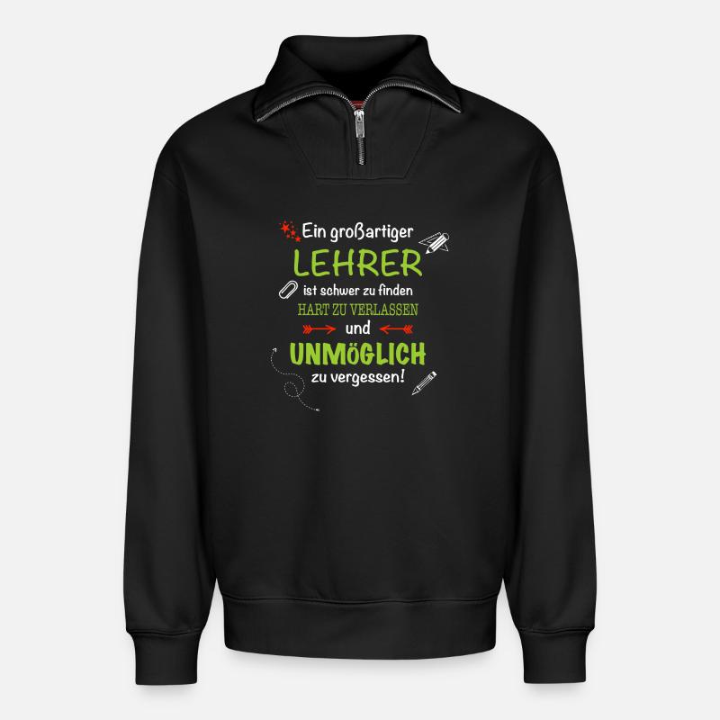 Ein großartiger Lehrer... - Relaxed Unisex Organic Half Zip Sweatshirt – von SPREAD - Schwarz