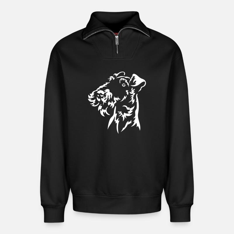 Foxterrier Kopf "Black Edition" - Relaxed Unisex Organic Half Zip Sweatshirt – von SPREAD - Schwarz