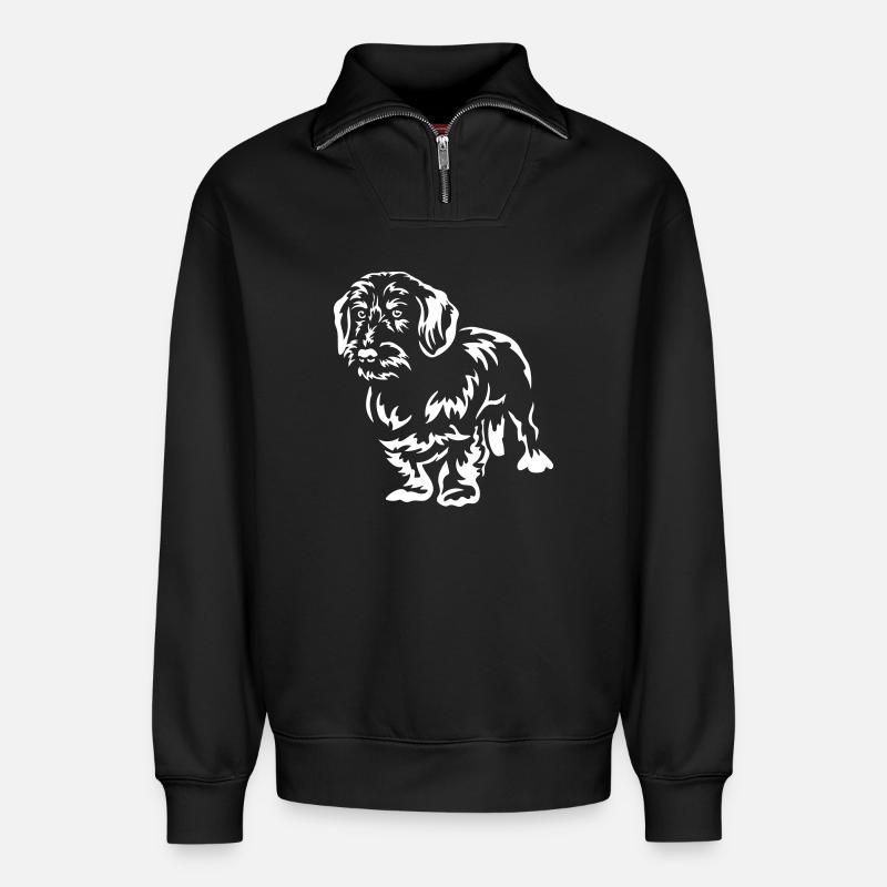 Dackel "Black Edition" - Relaxed Unisex Organic Half Zip Sweatshirt – von SPREAD - Schwarz