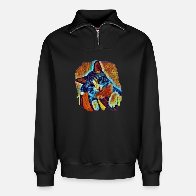 Lukas - Relaxed Unisex Organic Half Zip Sweatshirt – by SPREAD - black