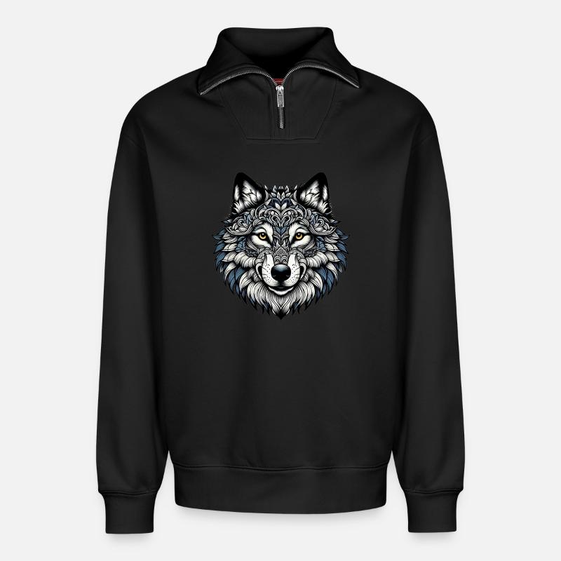 Wolf - Relaxed Unisex Organic Half Zip Sweatshirt – von SPREAD - Schwarz