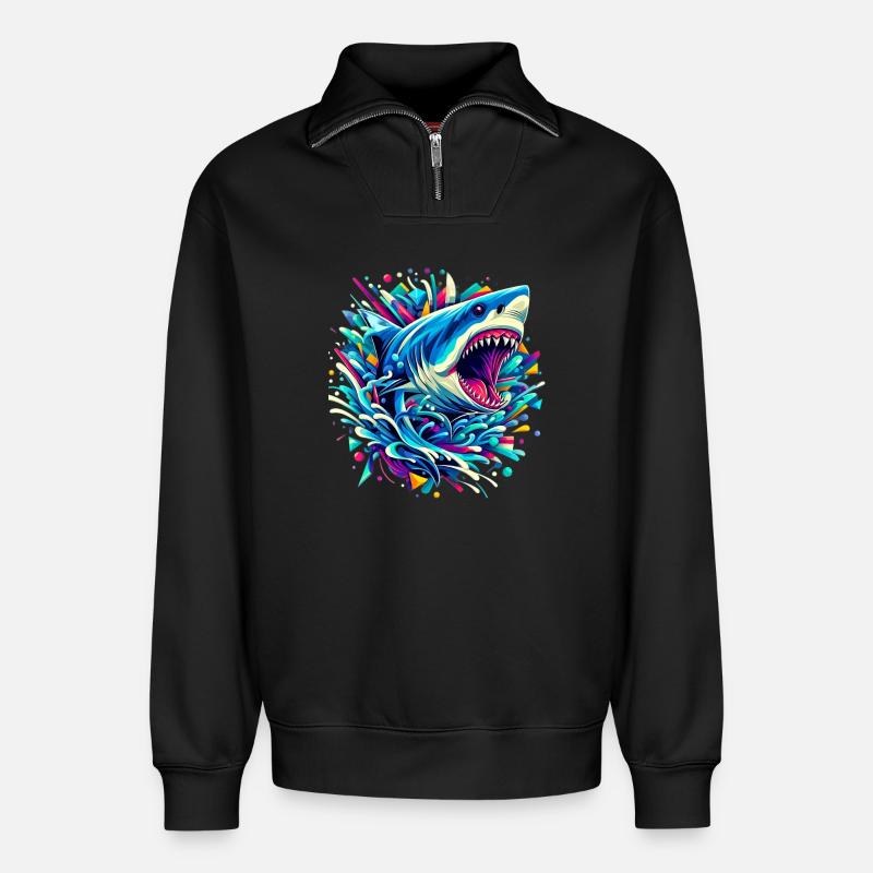 Hai - Relaxed Unisex Organic Half Zip Sweatshirt – von SPREAD - Schwarz