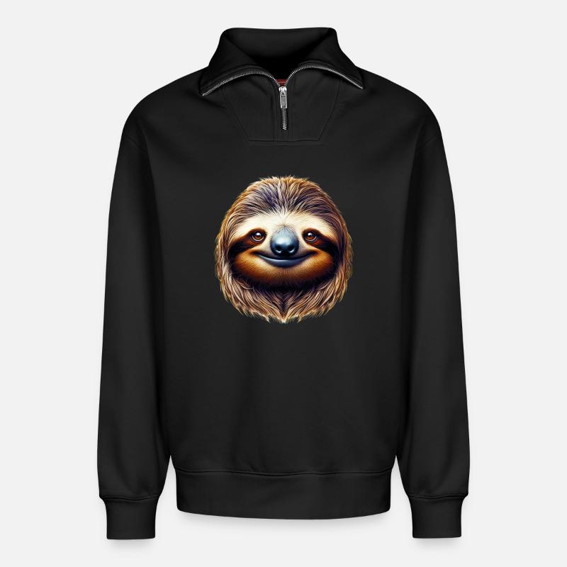 Faultier - Relaxed Unisex Organic Half Zip Sweatshirt – von SPREAD - Schwarz