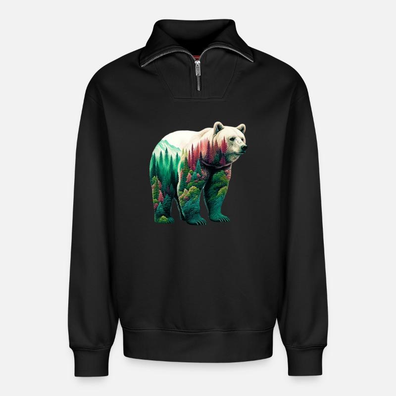 Bär - Relaxed Unisex Organic Half Zip Sweatshirt – von SPREAD - Schwarz