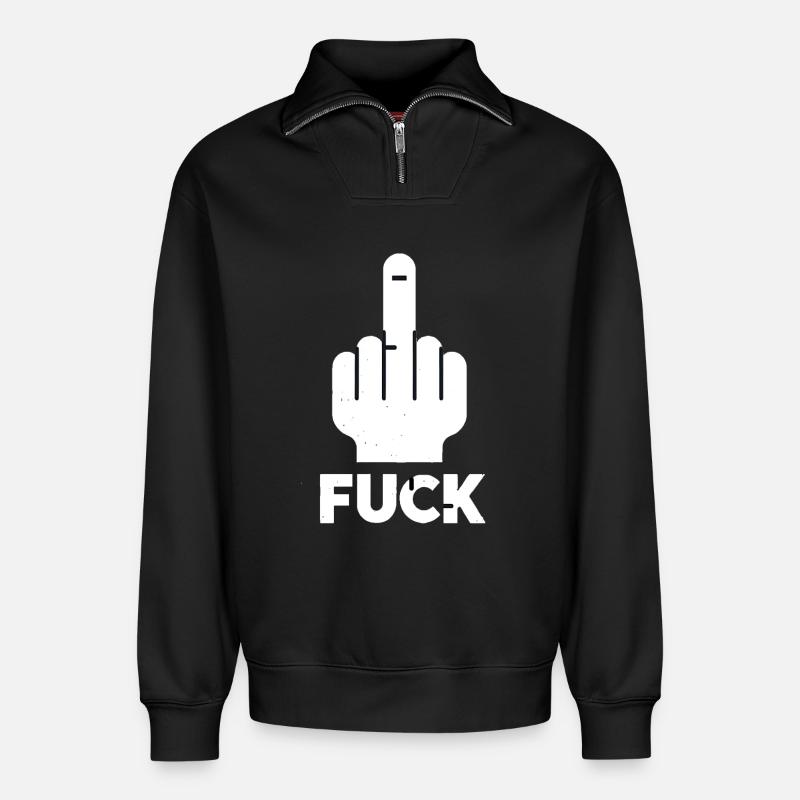 Middle Finger Vibes - Relaxed Unisex Organic Half Zip Sweatshirt – von SPREAD - Schwarz