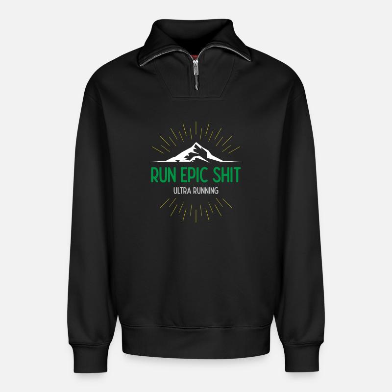 Run Epic Shit - Ultra Running - Relaxed Unisex Organic Half Zip Sweatshirt – von SPREAD - Schwarz