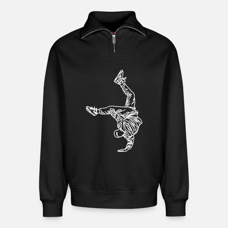 Breakdancer Sketch - Relaxed Unisex Organic Half Zip Sweatshirt – by SPREAD - black
