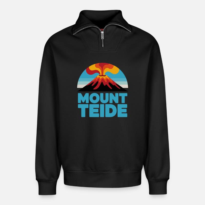 Teide Radfahren Vulkan Kunst - Relaxed Unisex Organic Half Zip Sweatshirt – von SPREAD - Schwarz