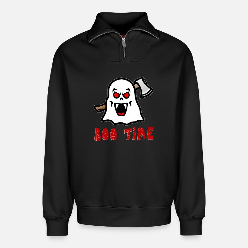 Boo Time Gespenst - Relaxed Unisex Organic Half Zip Sweatshirt – von SPREAD - Schwarz