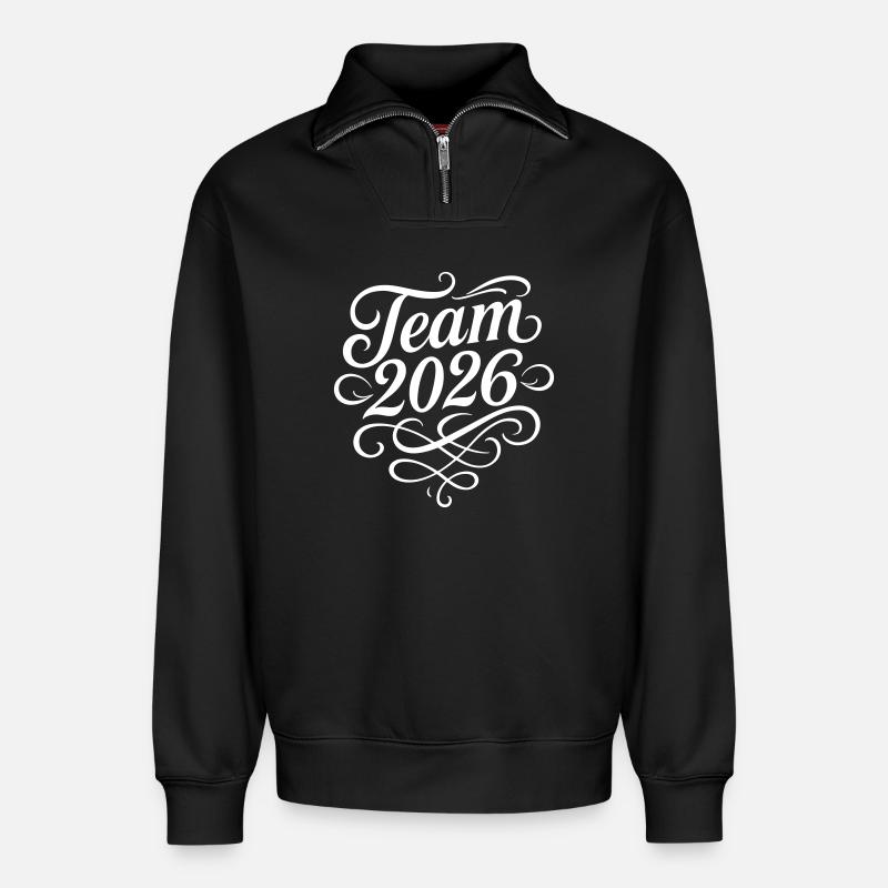 Team 2026 - Relaxed Unisex Organic Half Zip Sweatshirt – von SPREAD - Schwarz