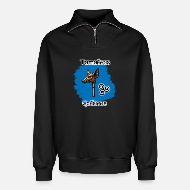 Tumultus Gallicus - Relaxed Unisex Organic Half Zip Sweatshirt – von SPREAD - Schwarz