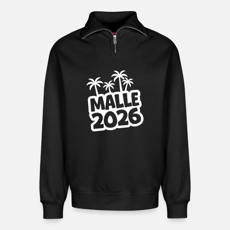 Malle 2026 - Relaxed Unisex Organic Half Zip Sweatshirt – von SPREAD - Schwarz