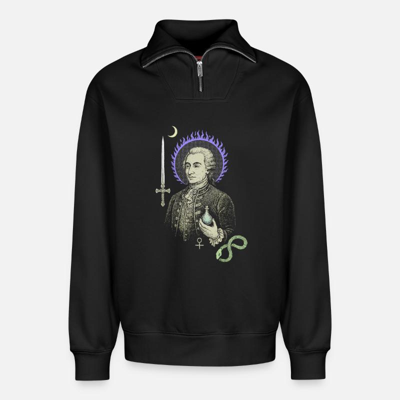 Saint-Germain - Relaxed Unisex Organic Half Zip Sweatshirt – von SPREAD - Schwarz
