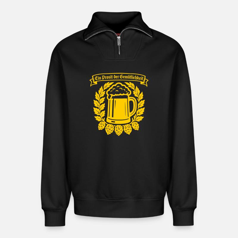 Ein Prosit der Gemütlichkeit - Relaxed Unisex Organic Half Zip Sweatshirt – von SPREAD - Schwarz