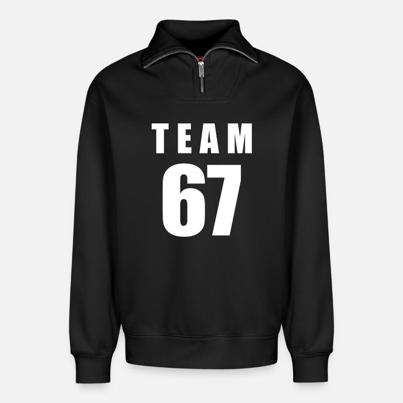 Team 67 - Sweat unisexe décontracté en coton biologique à demi-zip – de SPREAD - noir