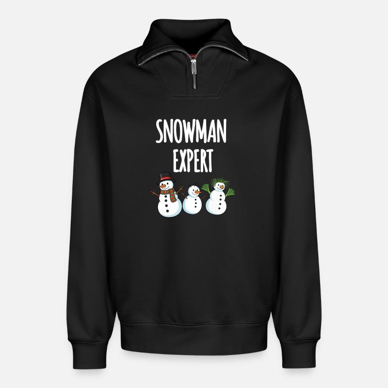 Snowman Expert - Relaxed Unisex Organic Half Zip Sweatshirt – von SPREAD - Schwarz