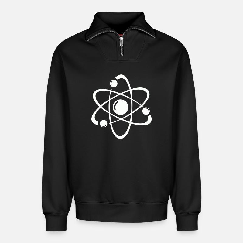 Atomic Model Line Art - Relaxed Unisex Organic Half Zip Sweatshirt – by SPREAD - black