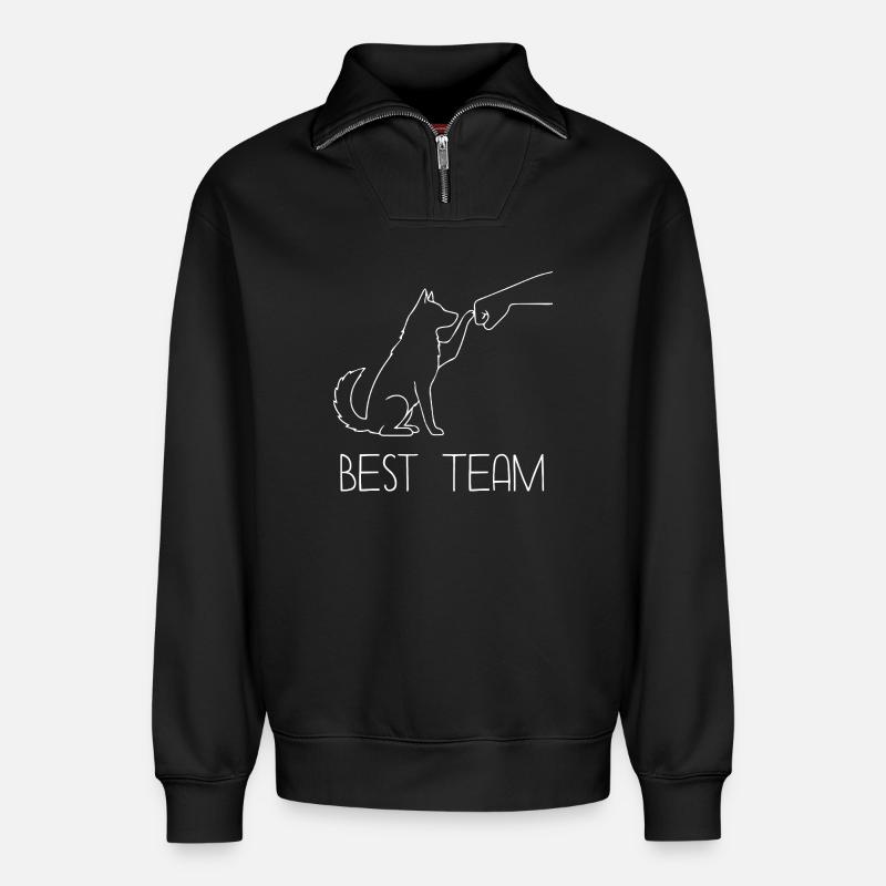Husky Faust Team - Relaxed Unisex Organic Half Zip Sweatshirt – by SPREAD - black