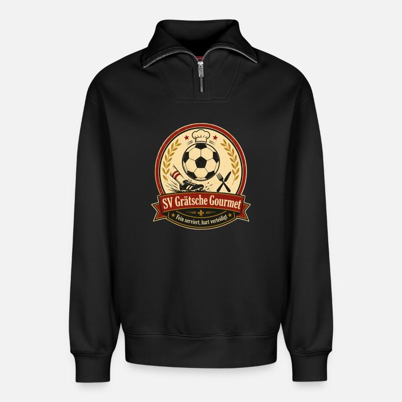 SV Grätsche Gourmet - Relaxed Unisex Organic Half Zip Sweatshirt – von SPREAD - Schwarz