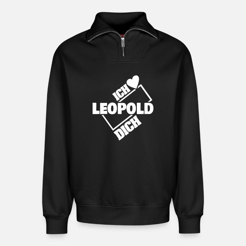 Liebe Leopold - Relaxed Unisex Organic Half Zip Sweatshirt – von SPREAD - Schwarz