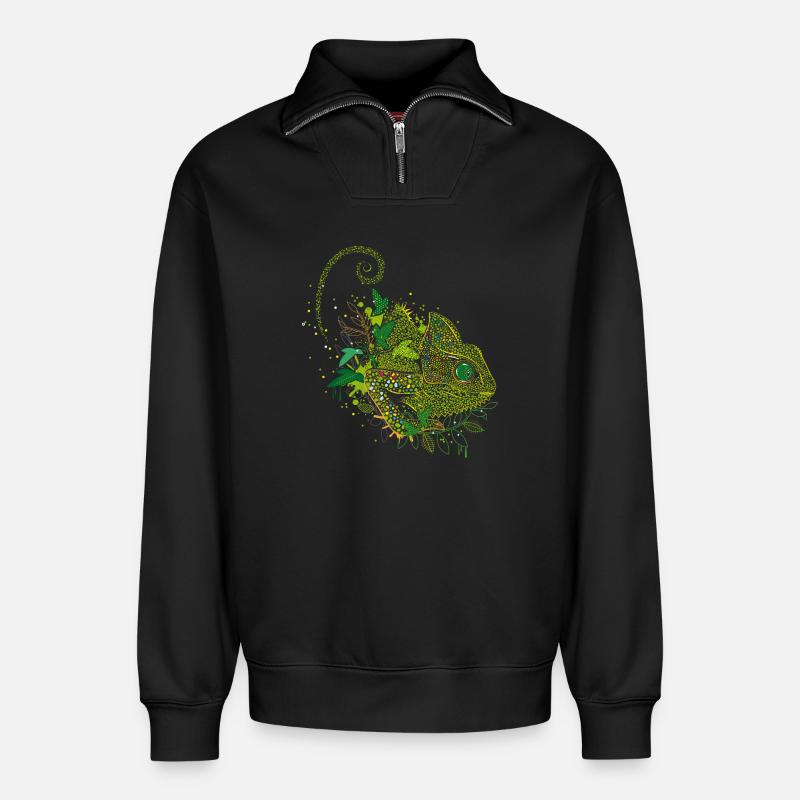 wunderschönes Chamäleon Graffiti - Relaxed Unisex Organic Half Zip Sweatshirt – von SPREAD - Schwarz