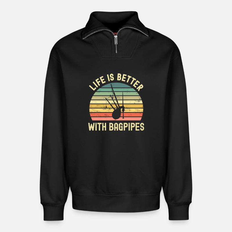 Dudelsack - Relaxed Unisex Organic Half Zip Sweatshirt – von SPREAD - Schwarz