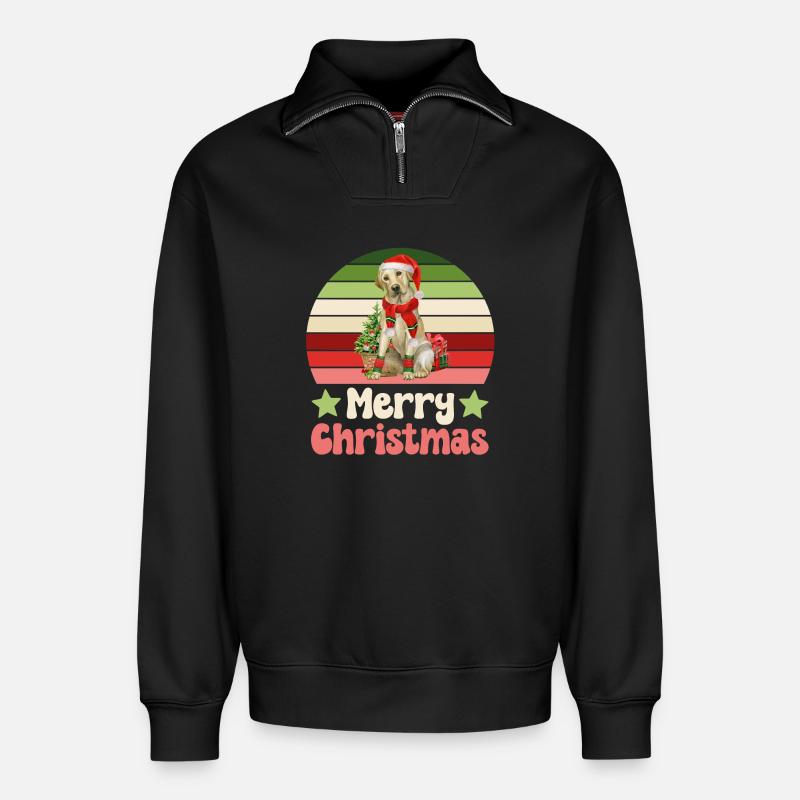 Noël du Labrador - Sweat unisexe décontracté en coton biologique à demi-zip – de SPREAD - noir