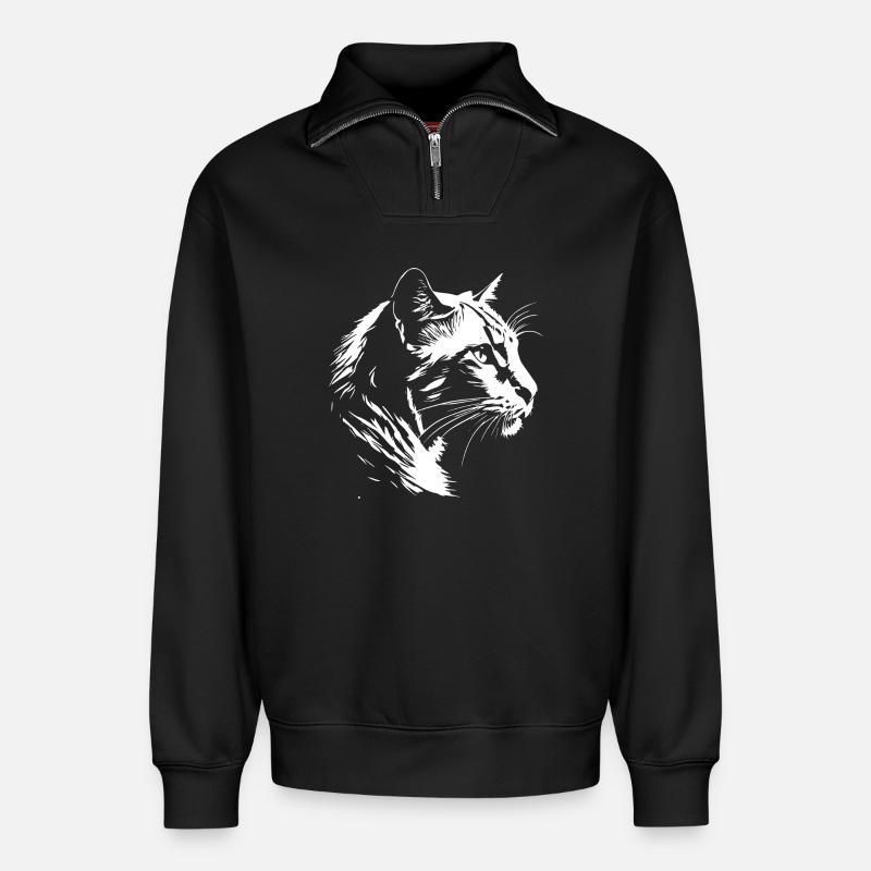 Katze 5 - Relaxed Unisex Organic Half Zip Sweatshirt – von SPREAD - Schwarz