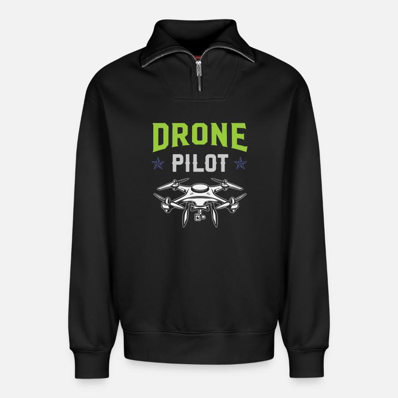 Drone Pilot - Relaxed Unisex Organic Half Zip Sweatshirt ā by SPREAD - black
