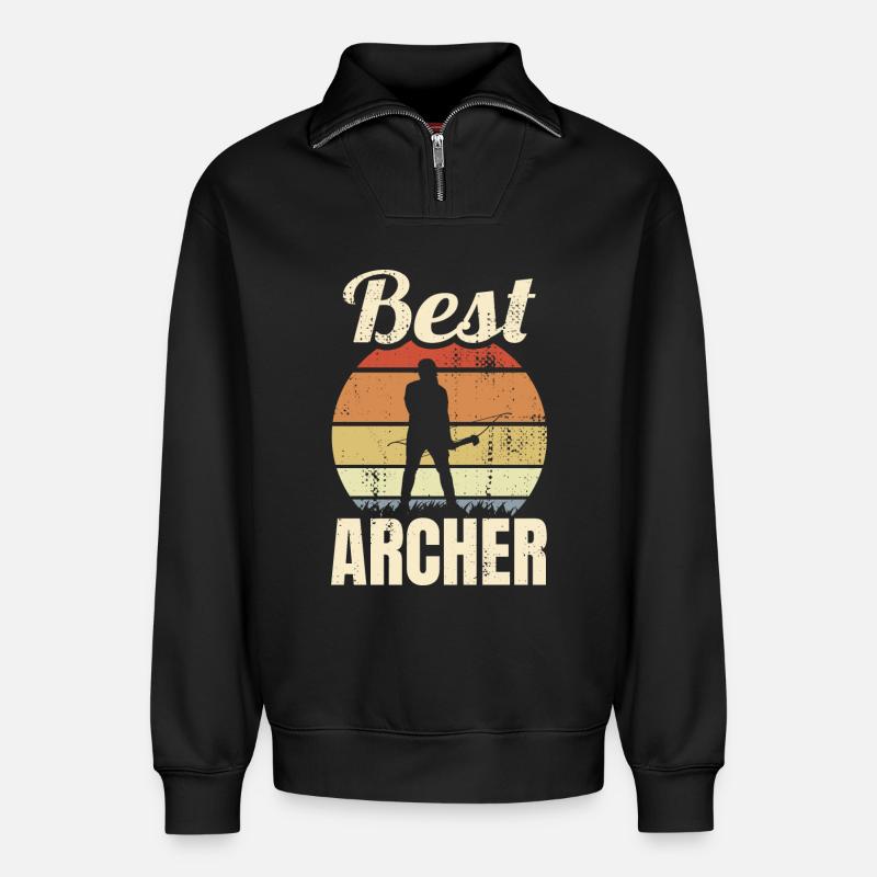 Best Archer - Relaxed Unisex Organic Half Zip Sweatshirt – by SPREAD - black