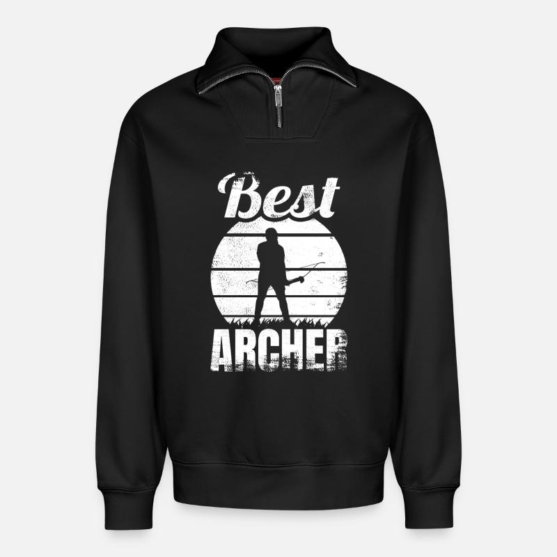 Best Archer - Relaxed Unisex Organic Half Zip Sweatshirt – by SPREAD - black