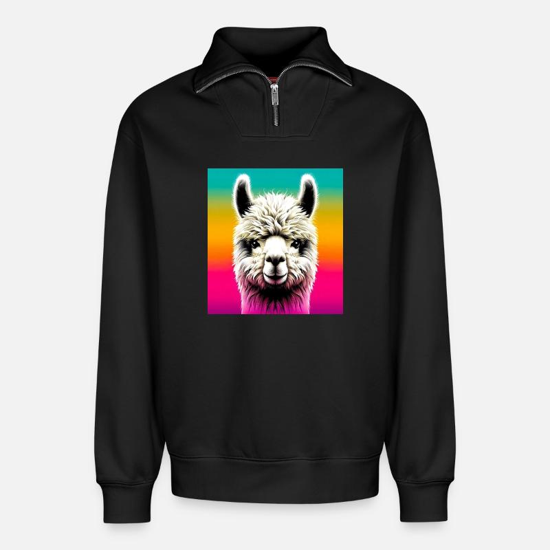 Alpaka - Relaxed Unisex Organic Half Zip Sweatshirt – von SPREAD - Schwarz