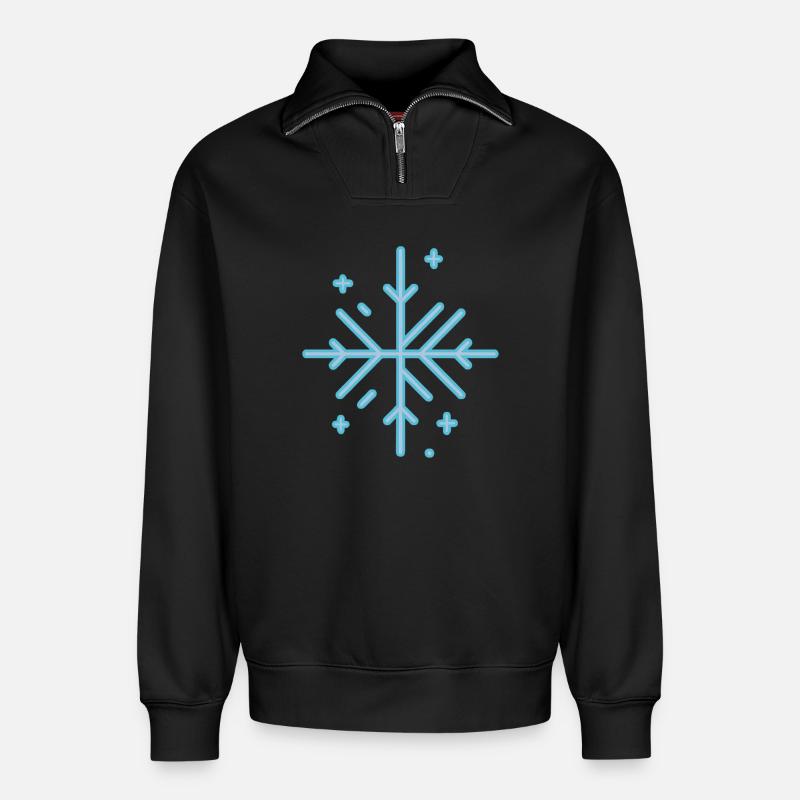 FLOCON DE NEIGE - Sweat unisexe décontracté en coton biologique à demi-zip – de SPREAD - noir