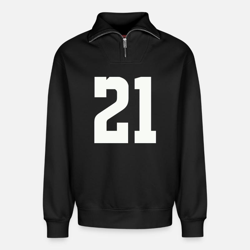 21 - Relaxed Unisex Organic Half Zip Sweatshirt – von SPREAD - Schwarz